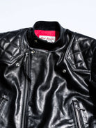 Close-up of the MALLORY IMOLA stand collar, metal zipper and snap-button placket
