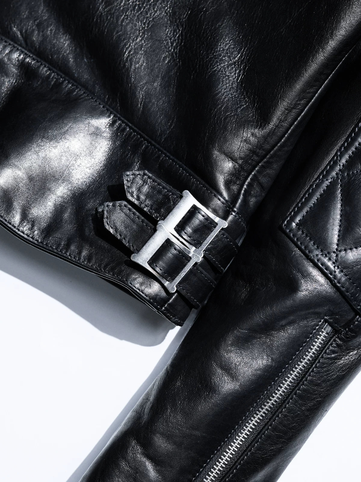 MALLORY IMOLA jacket cuff with double-snap leather adjuster strap and sleeve zipper