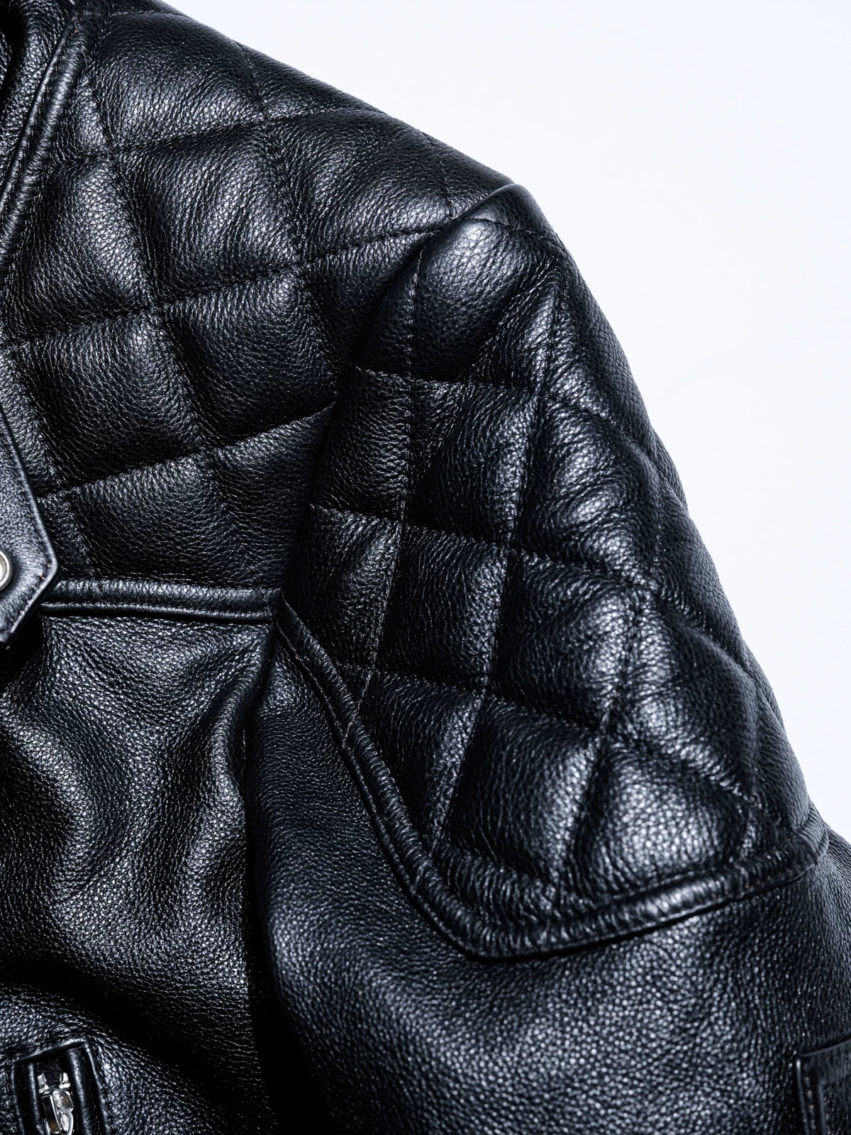 MALLORY IMOLA shoulder panel with diamond quilting and pebbled-grain cowhide texture