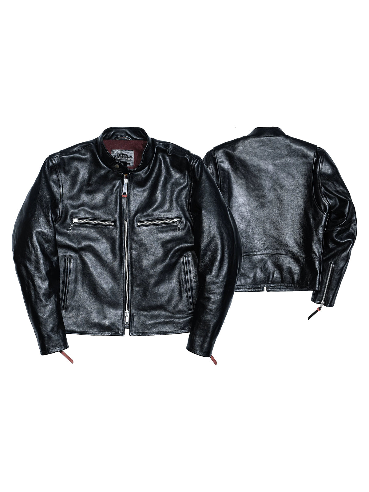 Mojave racing jacket front and back views, studio flat lay