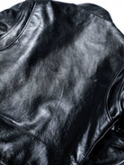 Back leather texture of the Mojave tea-core horsehide jacket