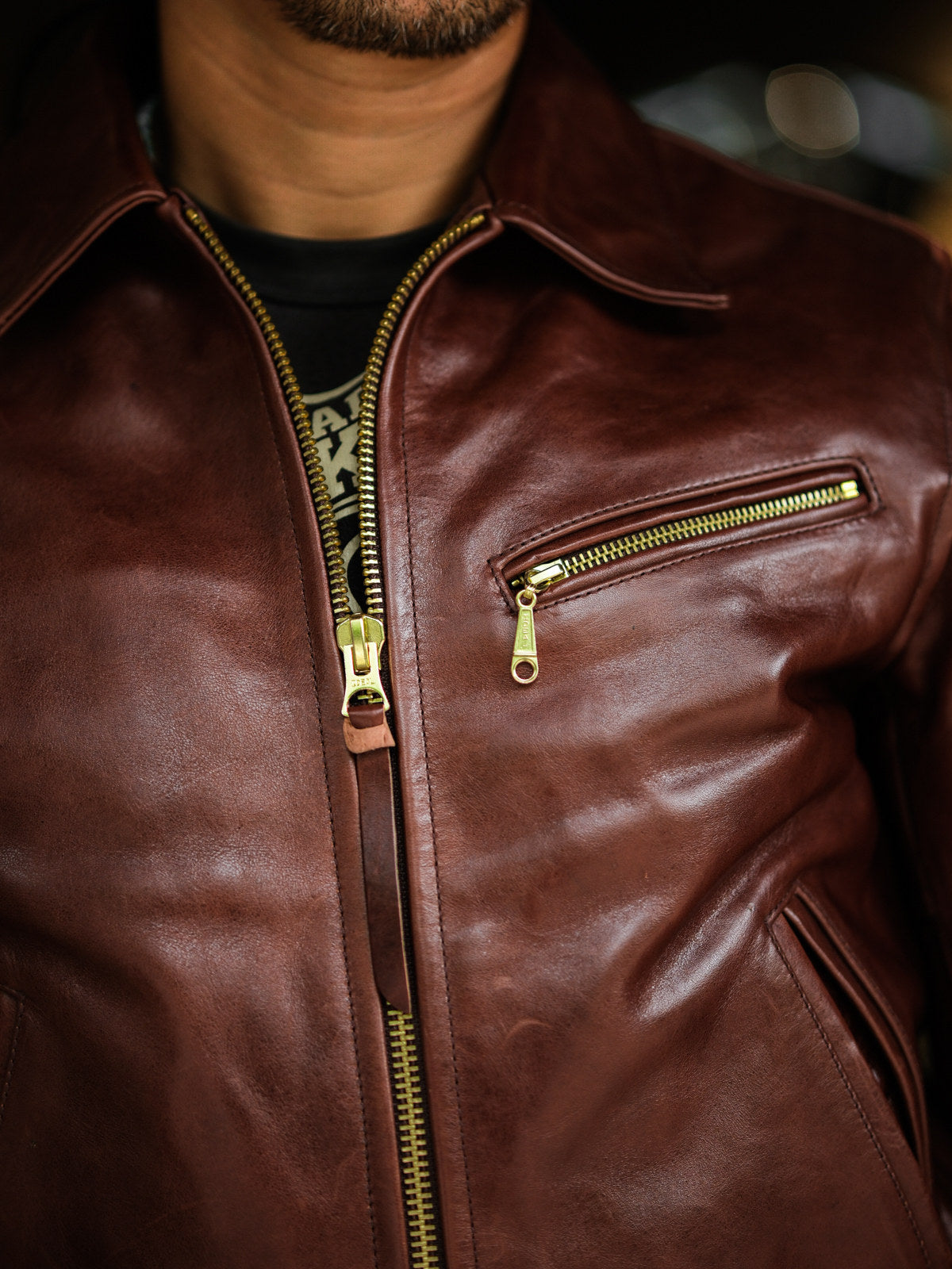 Real Simons 1940s California horsehide jacket amber brown veg-tanned	 4