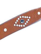 1940s-50s jeweled western leather belt vintage reproduction - Italian full grain cowhide with silver plated brass buckle