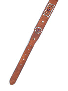 1940s-50s jeweled western leather belt vintage reproduction - Italian full grain cowhide with silver plated brass buckle