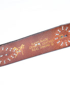 1940s-50s jeweled western leather belt vintage reproduction - Italian full grain cowhide with silver plated brass buckle