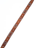 1940s-50s jeweled western leather belt vintage reproduction - Italian full grain cowhide with silver plated brass buckle