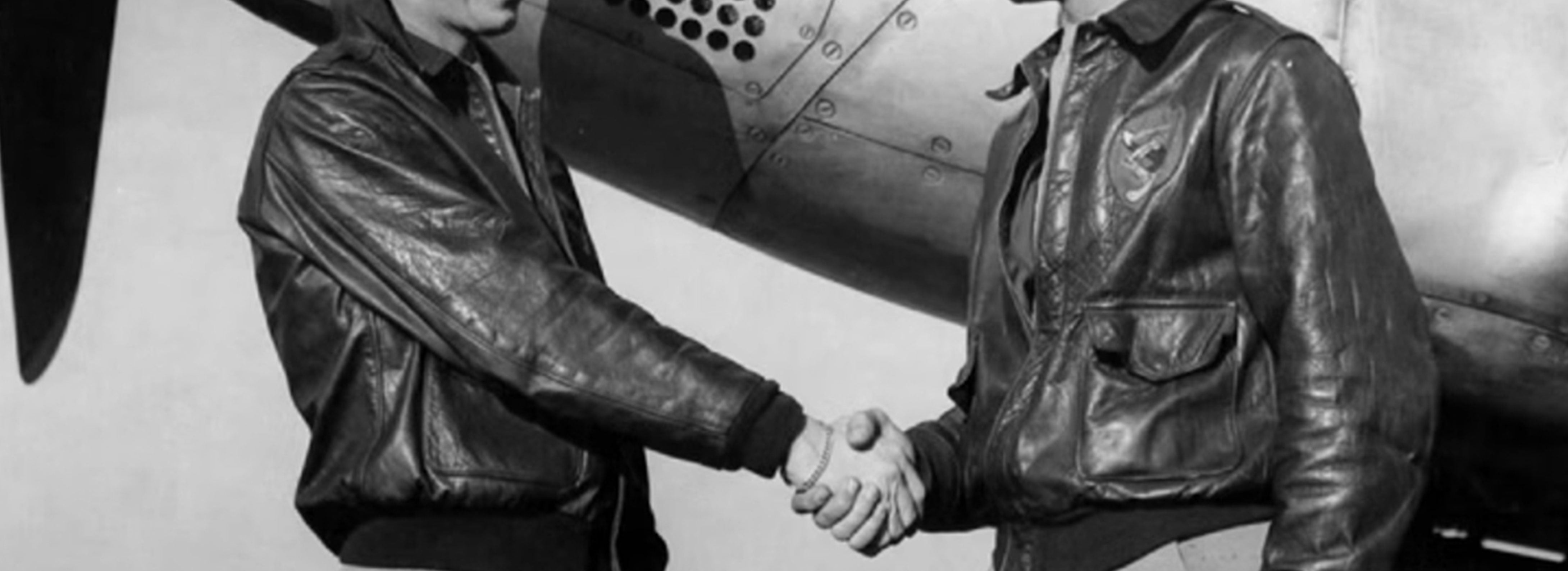Vintage WWII A-2 leather bomber jacket worn by US Air Force pilot